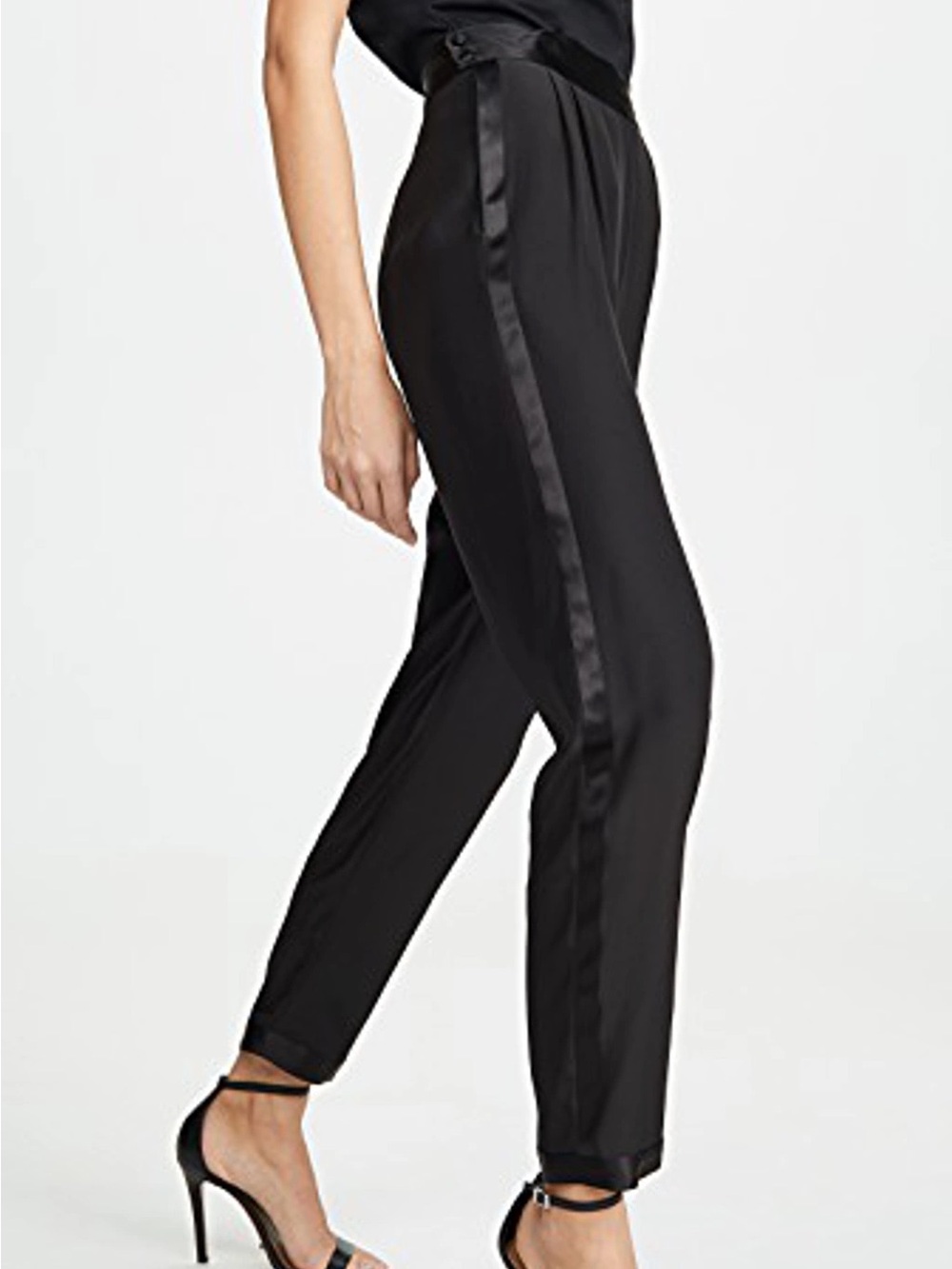 Fleur du Mal Size 10 Black Silk Satin Straight Leg Tuxedo Pants